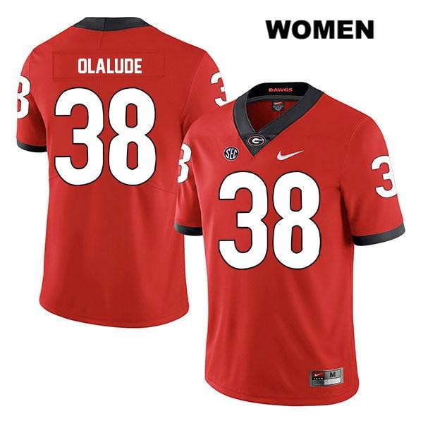 Georgia Bulldogs Women's Aaron Olalude #38 NCAA Legend Authentic Red Nike Stitched College Football Jersey HXO3456WO